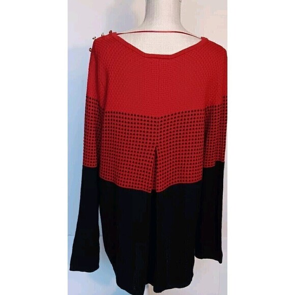 Charter Club Sz. XXL Red/Black Color Block Acrylic Nylon Wool w/Gold Buttons - Picture 4 of 9